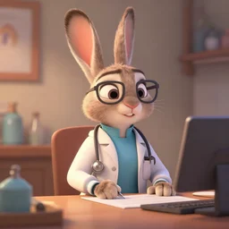 rabbit doctor, pixar style
