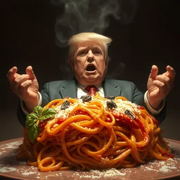 donald trump in a spaghetti, hyper detailed, digital art, artstation, cinematic lighting, studio quality, smooth render, by peter mohrbacher, hajime sorayama, wayne barlowe, boris vallejo, aaron horkey, gaston bussiere, craig mullins