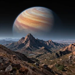 beautiful alien planet mountain landscape, art, high detail, high definition, photorealistic, hdr,