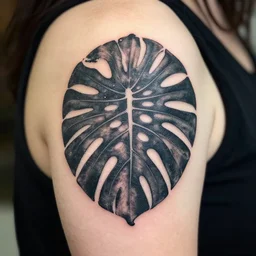 tattoo stencil of a monstera deliciosa leaf