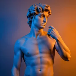 david vs goliath, extremely detailed, sharp focus, smooth, matte painting, blue orange chiaroscuro, trending on artstation