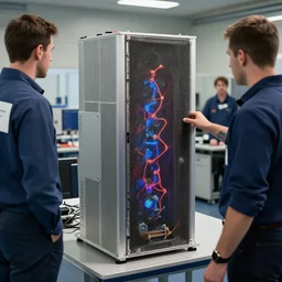 picture of quantum computer being stolen by 2 men from nasa