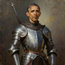 obama as a midevil knight oil painting