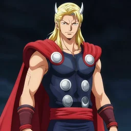 thor in the style of one piece anime