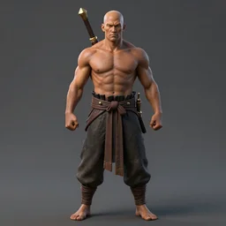 full body portrait mortal combat goro as dnd barbarian, bald, bronze skin by greg rutkowski, style of gta 5 poster
