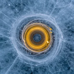 fractal photography of a frozen lake, translucency, golden ratio