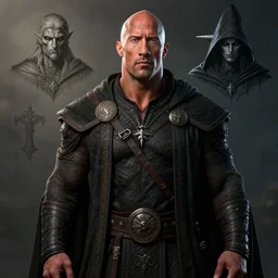 a digital art portrait of dwayne johnson as ancient druid mage, dark souls witcher character sheet, 4 k, ultra detail, volumetric lighting, unreal engine, octane render