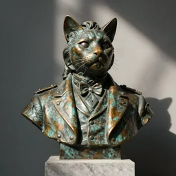 a bronze bust of the Cat Otto Von Bismarck, leader of the cat empire