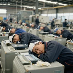 workers at factory sleeping