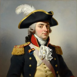 a portrait painting of an amazon milk frog wearing a tricorn with a feather and a military uniform by gilbert stuart, american scene painting, oil on canvas