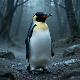 cyber penguin, analogue horror, uncanny valley, surrealism