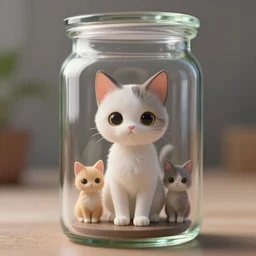 a tiny realistic anime catgirl inside a glass jar only. art by mike kime, ludovic plouffe, qi sheng luo, sharp focus, photography, unreal engine, trending on artstation, photorealistic, octane, trending on deviantart, unreal engine