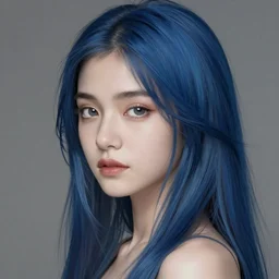 a very beautiful japanese woman, erika ikuta, blue hair, fantasy, portrait, sharp focus, intricate, elegant, digital painting, artstation, matte, highly detailed, concept art, illustration, ambient lighting, artgerm