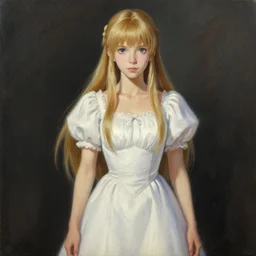 a portrait of edelgard from fire emblem wearing a white dress an ultrafine detailed painting, detailed painting, detailed eyes!!, final fantasy octopath traveler realistic hands ghibly, full body portrait