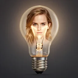 an artistic representation of emma watson as a lightbulb