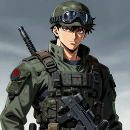 sci-fi soldier tactical berserk Kentaro Miura very detailed red eyes