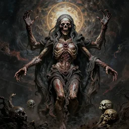 the transcendent being embodying fear of the death, photorealistic, detailed photography, divinity, awful, cosmic horror, religious art, blasphemous