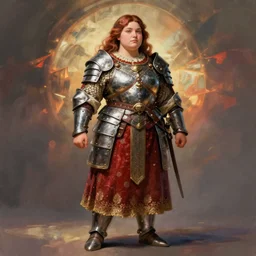 hyper realistic photo of medieval chubby beautiful warrior girl, full body, rule of thirds, conceptart, saturated colors, artstation, cgsociety