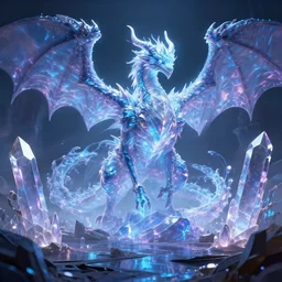 landscape portrait of mysterious crystal biome with glowwave dragons from league of legends, au naturel, hyper detailed, digital art, trending in artstation, cinematic lighting, studio quality, smooth render, unreal engine 5 rendered, octane rendered, art style by pixar dreamworks warner bros disney riot games and overwatch.