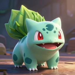 lofi BioPunk Pokemon Bulbasaur portrait Pixar style by Tristan Eaton Artgerm