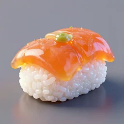 seafood sushi, gummy sushi, 3d unreal engine, gelatin, jelly sushi