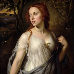 scarlet johansson as proserpina, pre - raphaelite style,