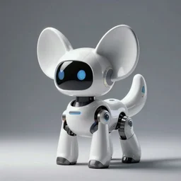 studio photo of a futuristic pet robot, kindchenschema, huge ears, huge tail, by artgerm and greg rutkowski and marc newson and zaha hadid, behance lemanoosh, alphonse mucha, otter ( ( fennec ) ) pudu mix, side view, volumetric light, detailed, octane render, midsommar - t