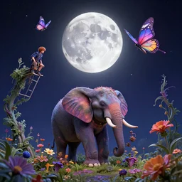 happy full moon! 🌕✨, by anne stokes and kaja foglio, behance contest winner, psychedelic art, dystopian art, apocalypse art, cosmic horror, by esao andrews, medieval parkour, magic butterfly, an elephant surrounded by flowers, by michael komarck and john howe, blender 3 d, trending on cgsociety, 3 d render, rendered in octane
