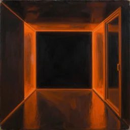 a translucent orange, pitch black room, extremely detailed masterpiece, oil on canvas, low-key neon lighting, artstation, hyper-realism, Blade Runner 2049, Roger Deakin’s cinematography, by J. C. Leyendecker and Peter Paul Rubens and Dennis Wojtkiewicz,