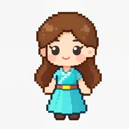 a beautiful maiden character sprite, pixel art, 3 2 bit, vibrant colors
