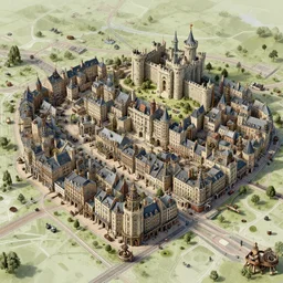 small victorian roman england steampunk town map detailed digital art, hyper realistic, futuristic buildings, steampunk, castle