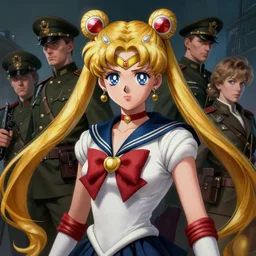portrait of a communist sailor moon, epic, tragic, military art, fantasy, dieselpunk, hd shot, digital portrait, beautiful, artstation, comic style, by artgerm, guy denning, jakub rozalski, magali villeneuve and charlie bowater