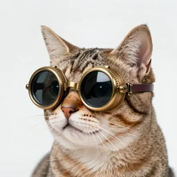 a profile picture of a cat with steampunk googles, by ROSS tran, 4k, concept photo