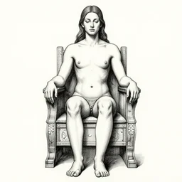salome full figure sitting on throne ink drawing by james jean very detailed high contrast xuan paper