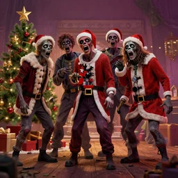 zombies celebrating christmas