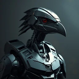black gunpla droid kenku. anthropomorphic black bird head. torso. halo reach, science fiction, portrait by donato giancola and greg rutkowski and wayne barlow. top all time r / imaginarycyberpunk.
