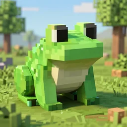 super detailed 3 d render a minecraft frog in the style of dan mumford, landscape, trend in artstation