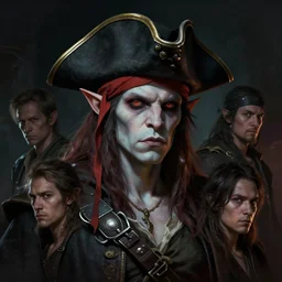 portrait of a pale skin orc with a pirate hat, dramatic lighting concept art by craig mullins and ruan jia and raphael lacoste, trending on artstation