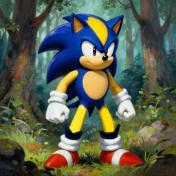 sonic as wolverine in a forest by gerald brom by mikhail vrubel