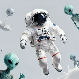 sci fi astronaut floating in space with aliens by josan gonzalez splash art graphic design color splash high contrasting art, fantasy, highly detailed, art by greg rutkowski