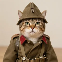 cat dressed like british ww 2 soldier