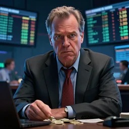 an insanely detailed portrait of jim cramer losing money on the stock market, highly detailed, dramatic lighting and composition, octane render, trending on artstation, concept art 8 k