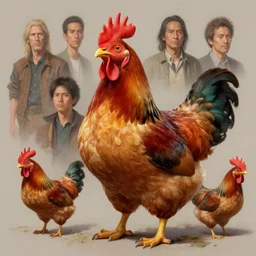 concept art of gene chicken, highly detailed painting by dustin nguyen, akihiko yoshida, greg tocchini, greg rutkowski, cliff chiang, 4 k resolution, trending on artstation, 8 k