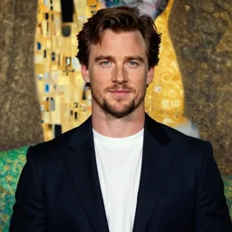 herry cavill, attractive male, painting by gustav klimt