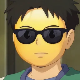 cool emoji, emoji movie, 😎😎😎😎😎😎😎😎😎😎 anime thick linework by kentato miura and hayao miyazaki.
