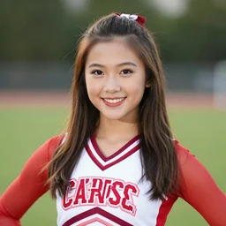 a portrait photograph of a star student, popular, sought - after 1 8 year - old american high school cheerleader. portrait canon 8 5 mm f 1. 2 photograph head and shoulders portrait
