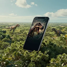 a phone sitting on top of trees in a plain, in the movie jurassic park