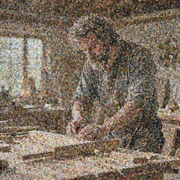 God as a carpenter in the style of Document. Photo.