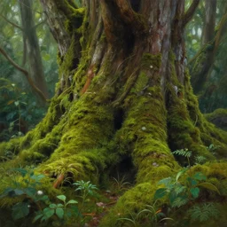 herbalist of the moss woods. this air brush painting by the award - winning concept artist has an interesting color scheme, plenty of details and impeccable lighting.