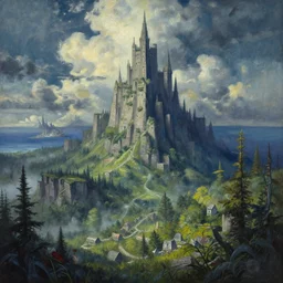 made in abyss, a marvelous beautiful striking detailed painting by simon stalenhag